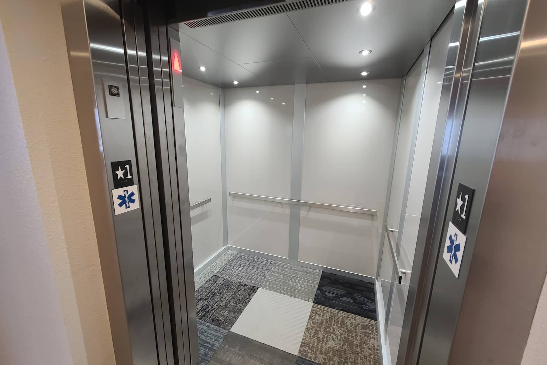 Modernized Schindler elevator cab